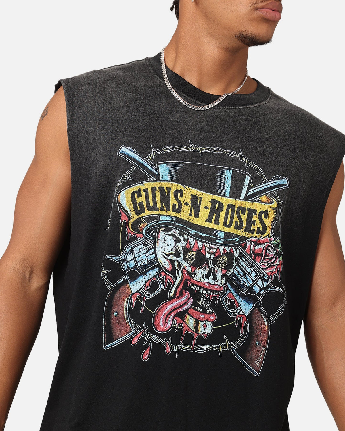 Guns N Roses Roses Sunfade Muscle Tank Black Wash