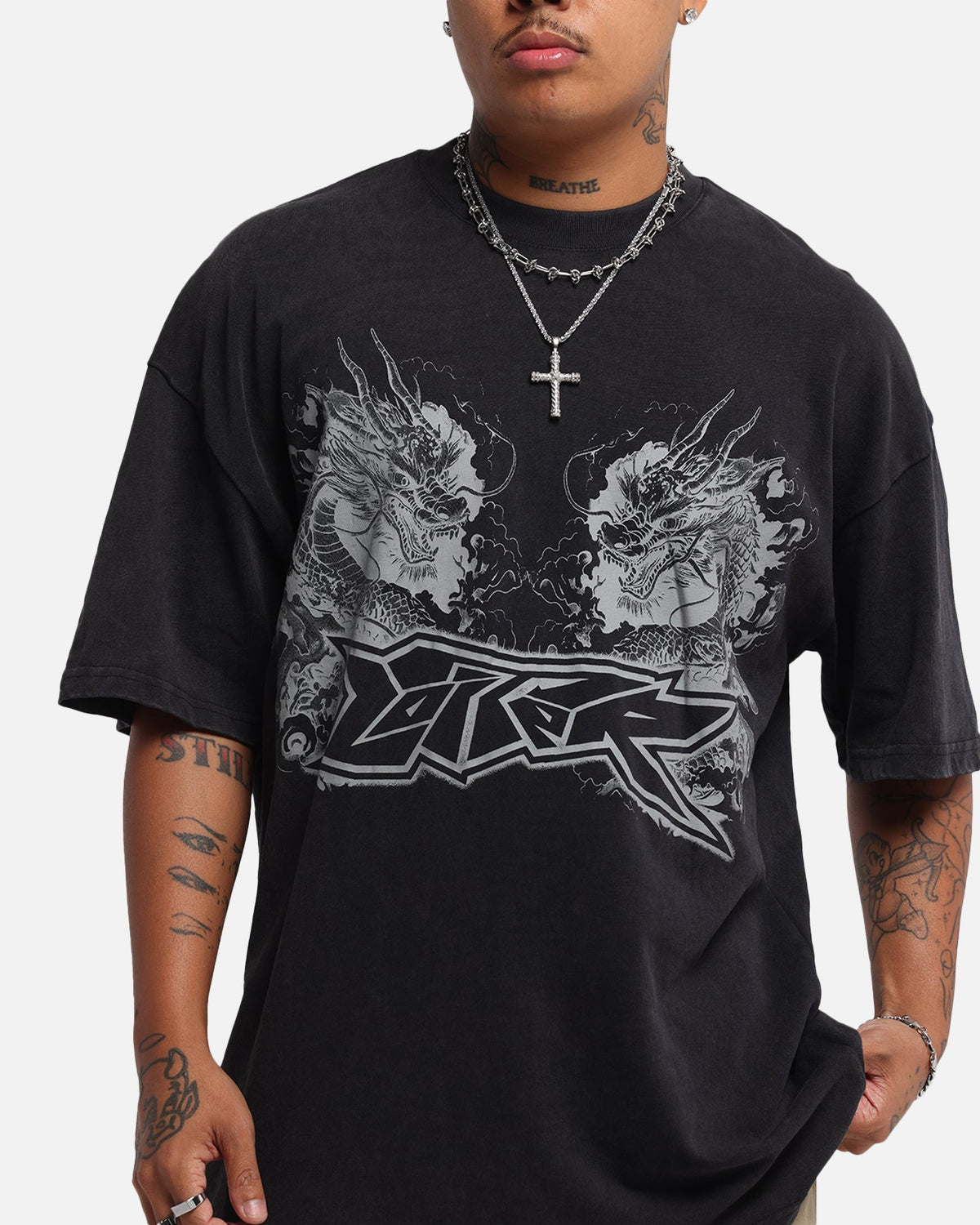 Loiter Draco Born T-Shirt Black Acidwash