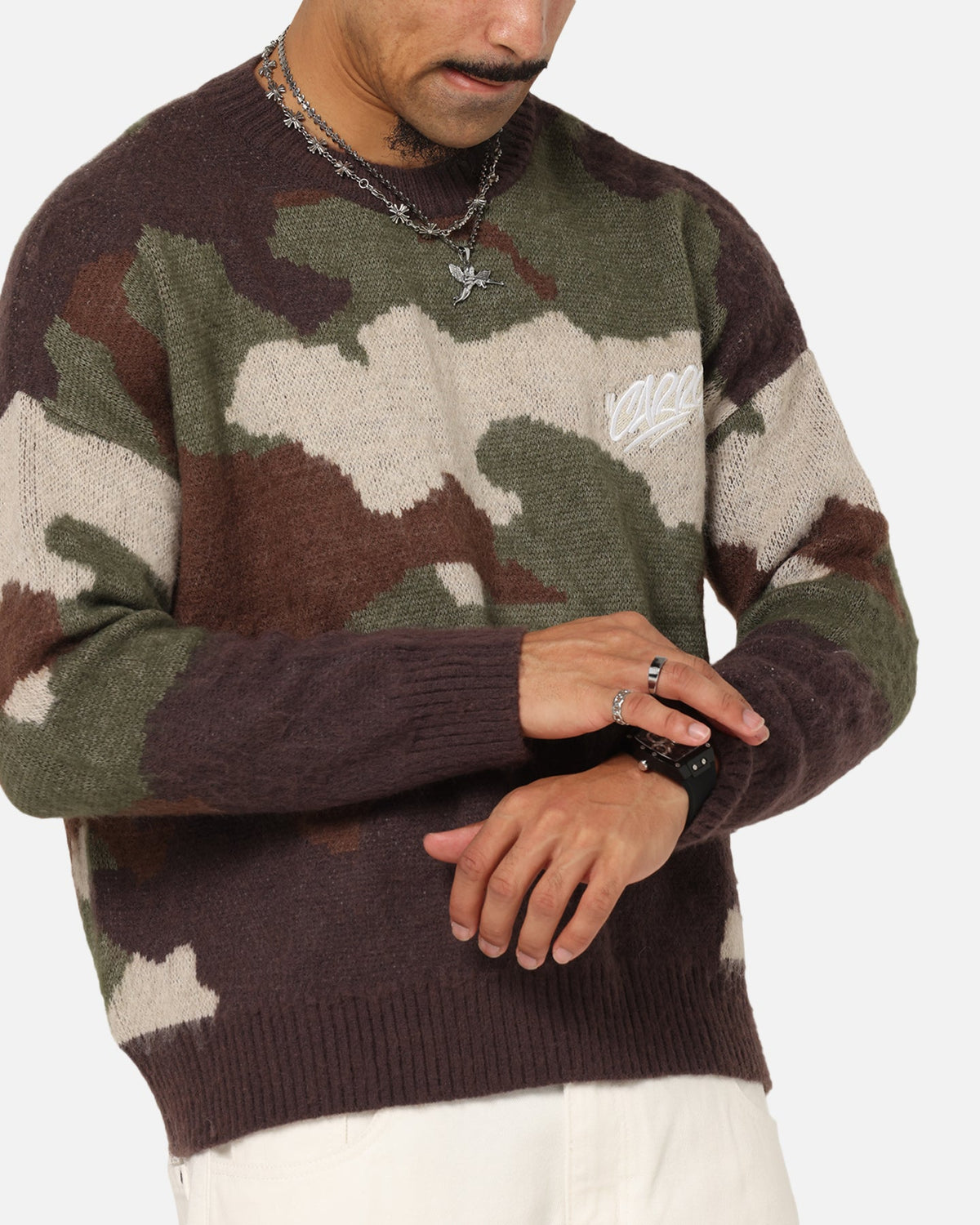 Carre Camo Brushed Sweater Woodland Camo