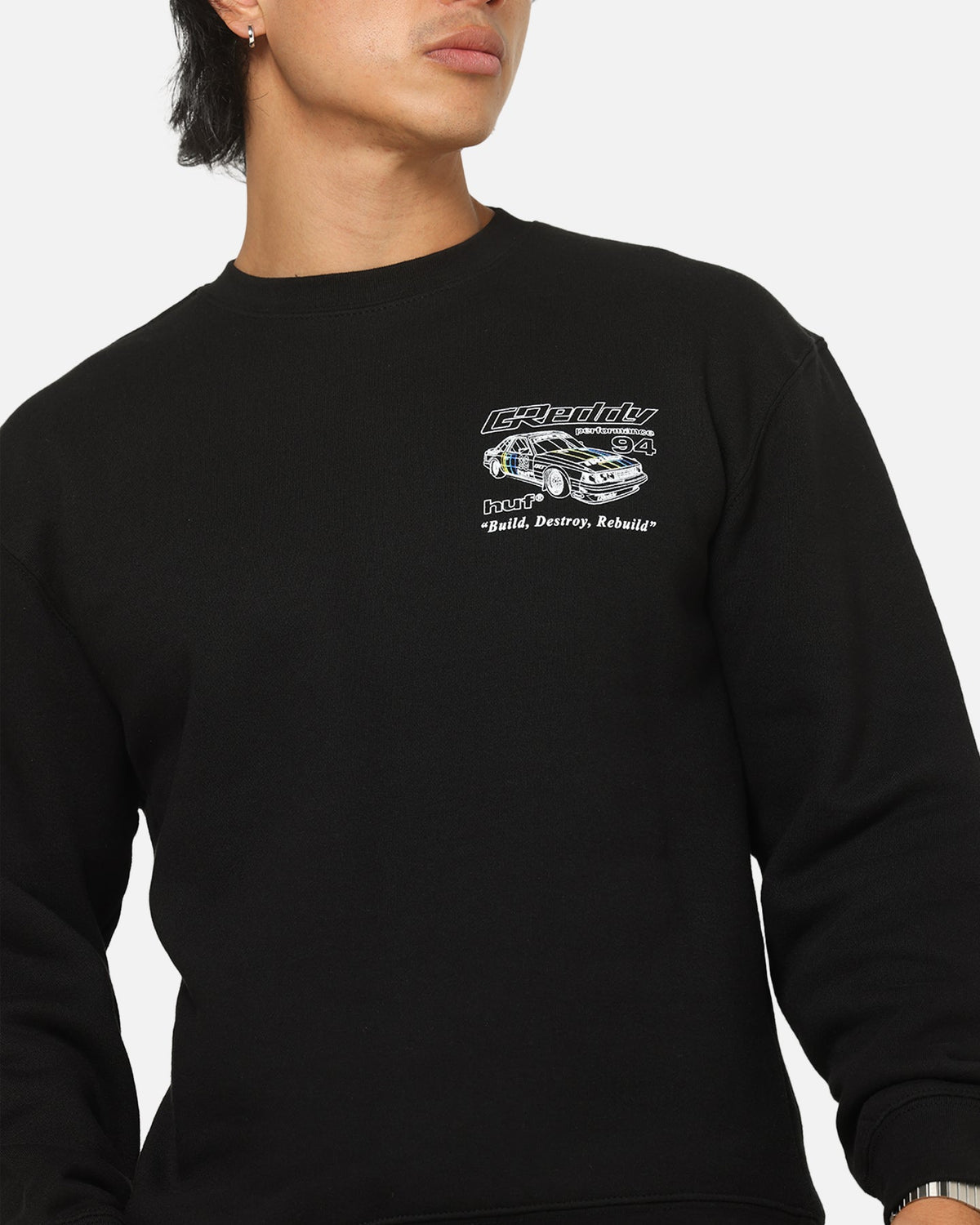 Huf X Greddy Retro Mod Crewneck Black