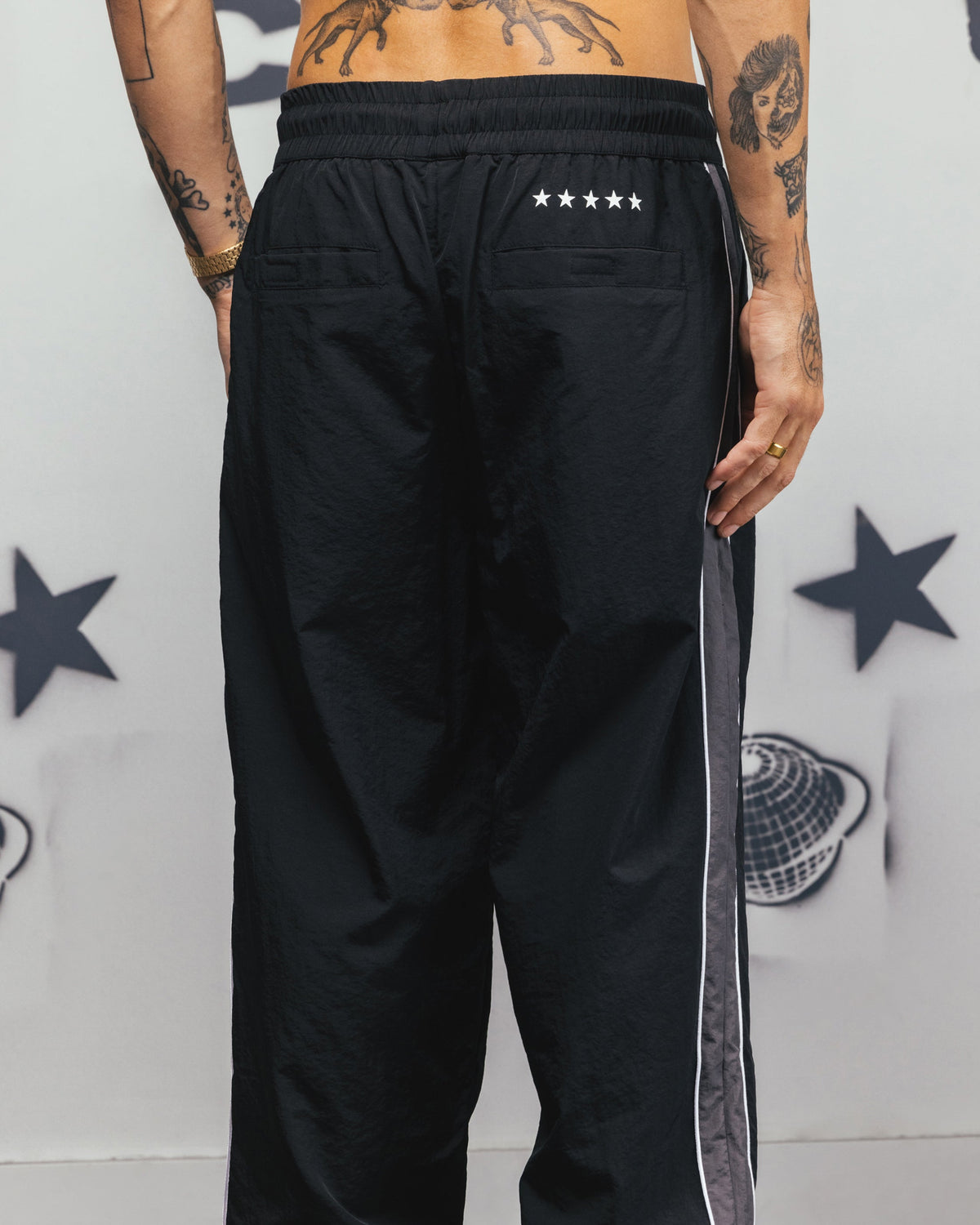 Carre Rally Panelled Nylon Joggers Black