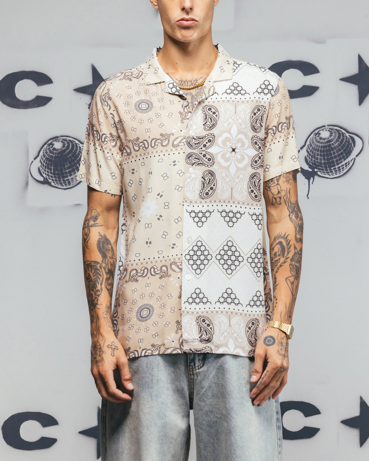 Carré Bandana Ultra Button Up Shirt Stone
