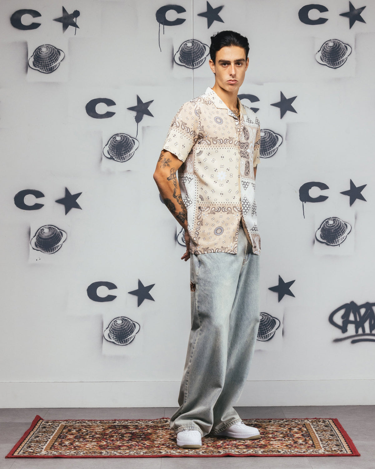 Carré Bandana Ultra Button Up Shirt Stone