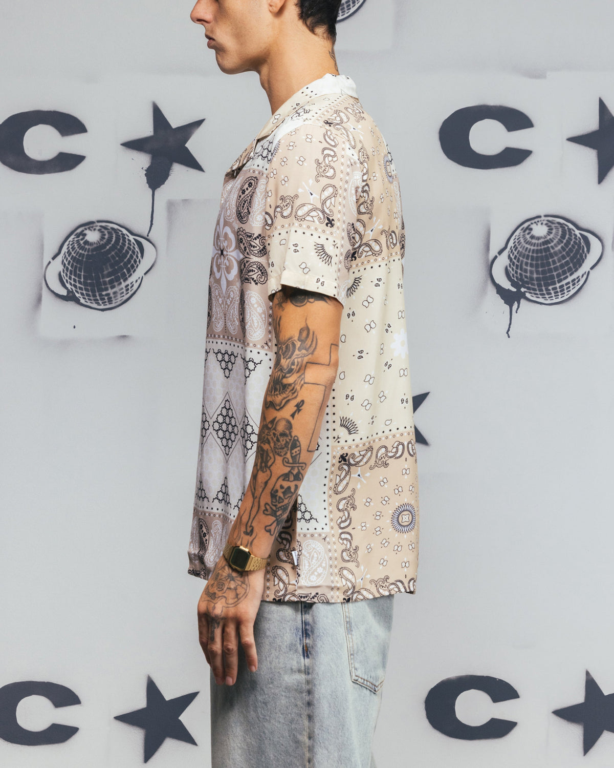 Carré Bandana Ultra Button Up Shirt Stone