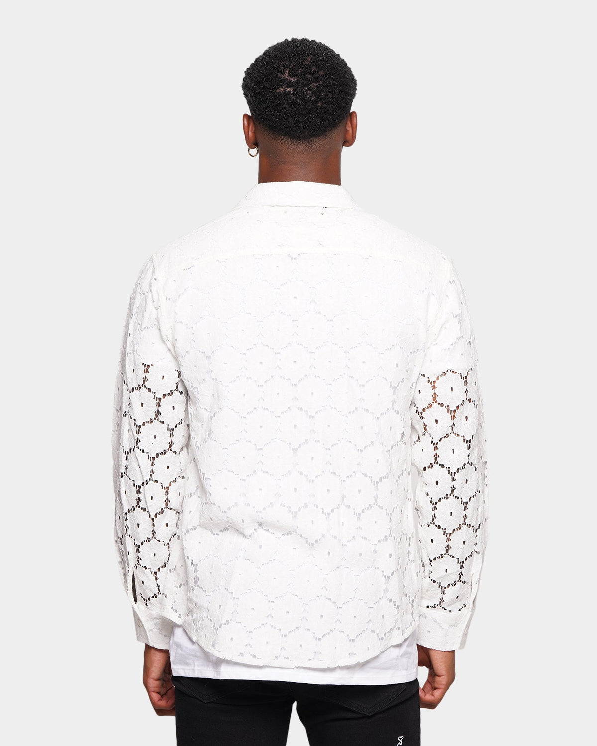 XXIII Cedric Lace Button Up Shirt White