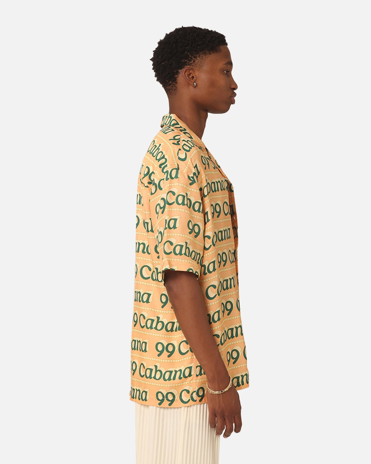 99 Cabana Logo Short Sleeve Button Up Shirt Yellow/Green