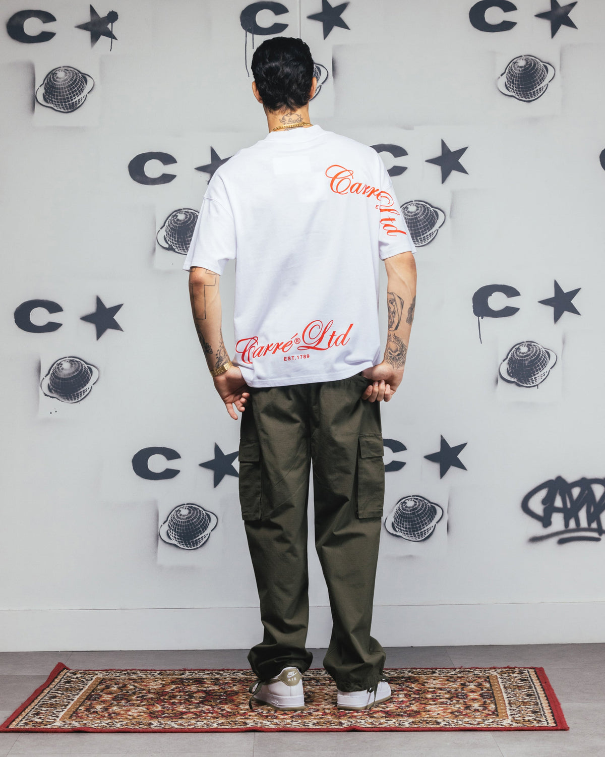 Carre Side Script Oversized T-Shirt White/Red