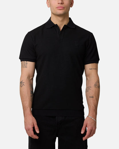 Saint Morta Waffle Polo Shirt Black