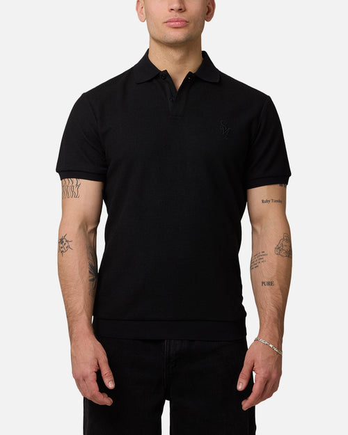 Saint Morta Waffle Polo Shirt Black