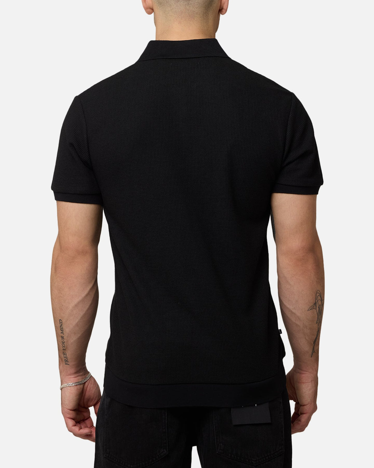 Saint Morta Waffle Polo Shirt Black