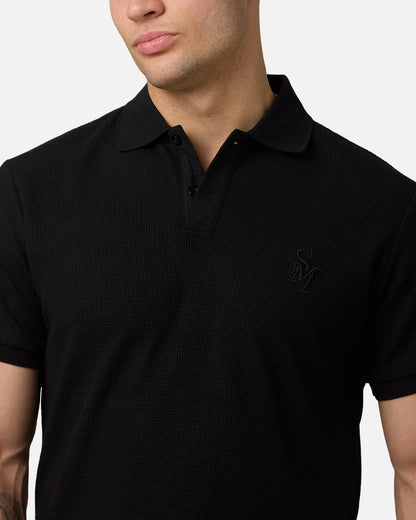 Saint Morta Waffle Polo Shirt Black