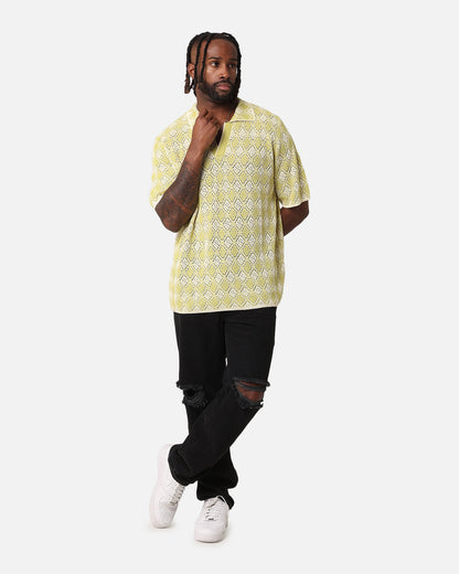 XXIII Diamonds Crochet Polo Shirt Lime