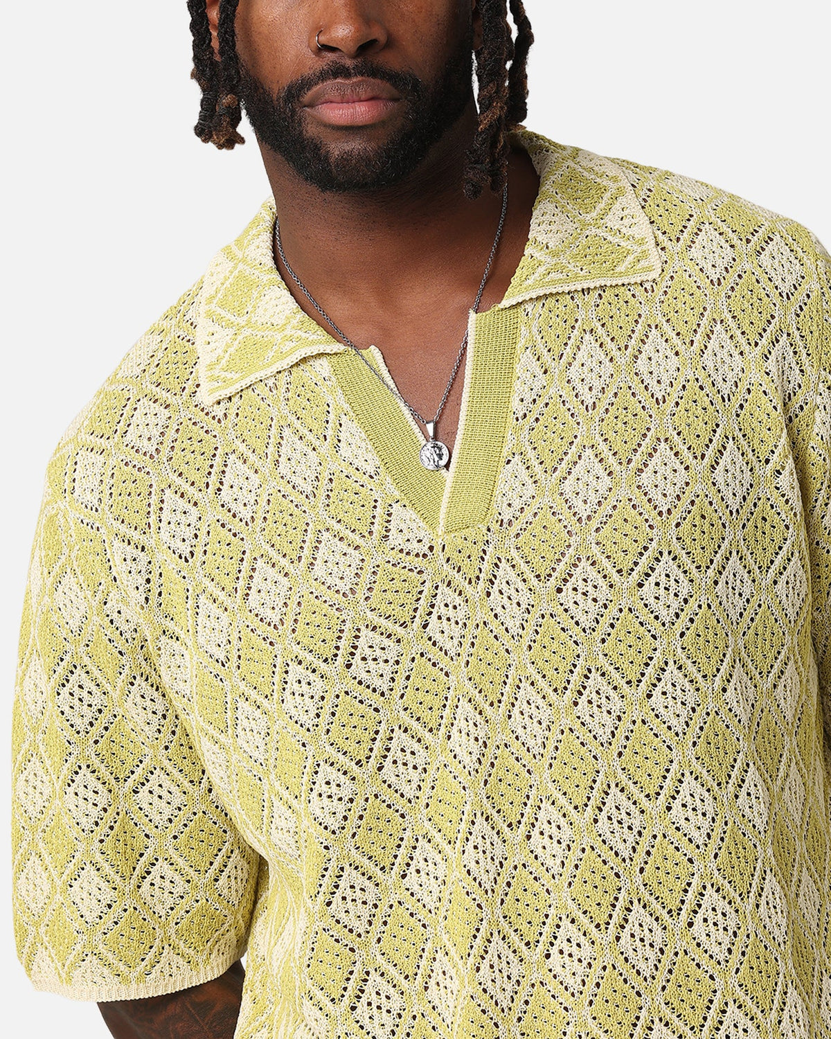 XXIII Diamonds Crochet Polo Shirt Lime