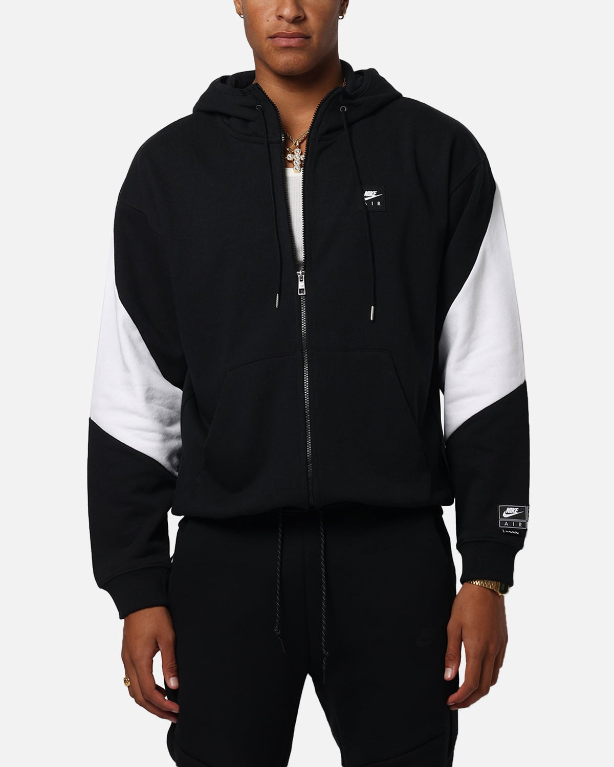 Nike Air Full-Zip Fleece Hoodie Black/White/White