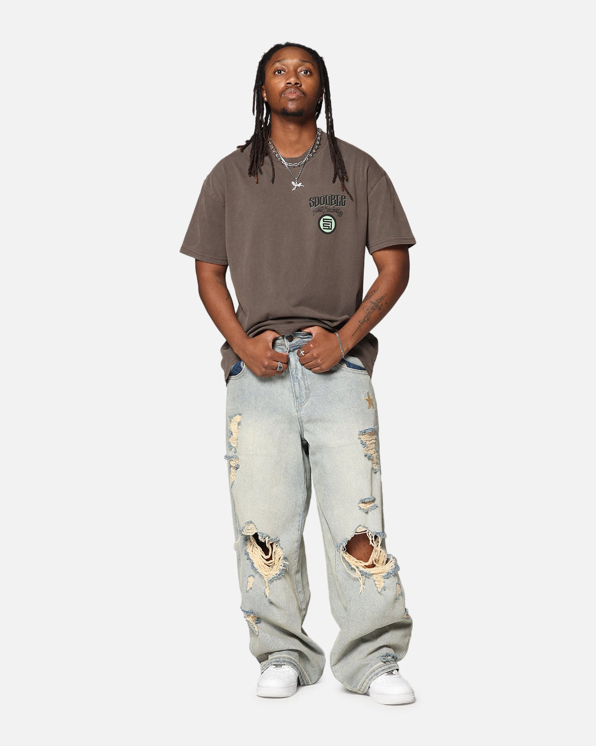 S Double Combo Platter T-Shirt Washed Chocolate