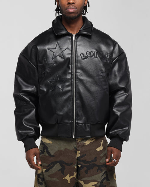Loiter Solar Vegan Leather Varsity Jacket Black