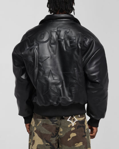Loiter Solar Vegan Leather Varsity Jacket Black