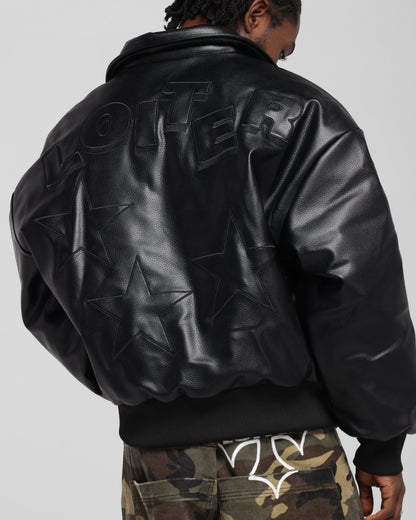 Loiter Solar Vegan Leather Varsity Jacket Black