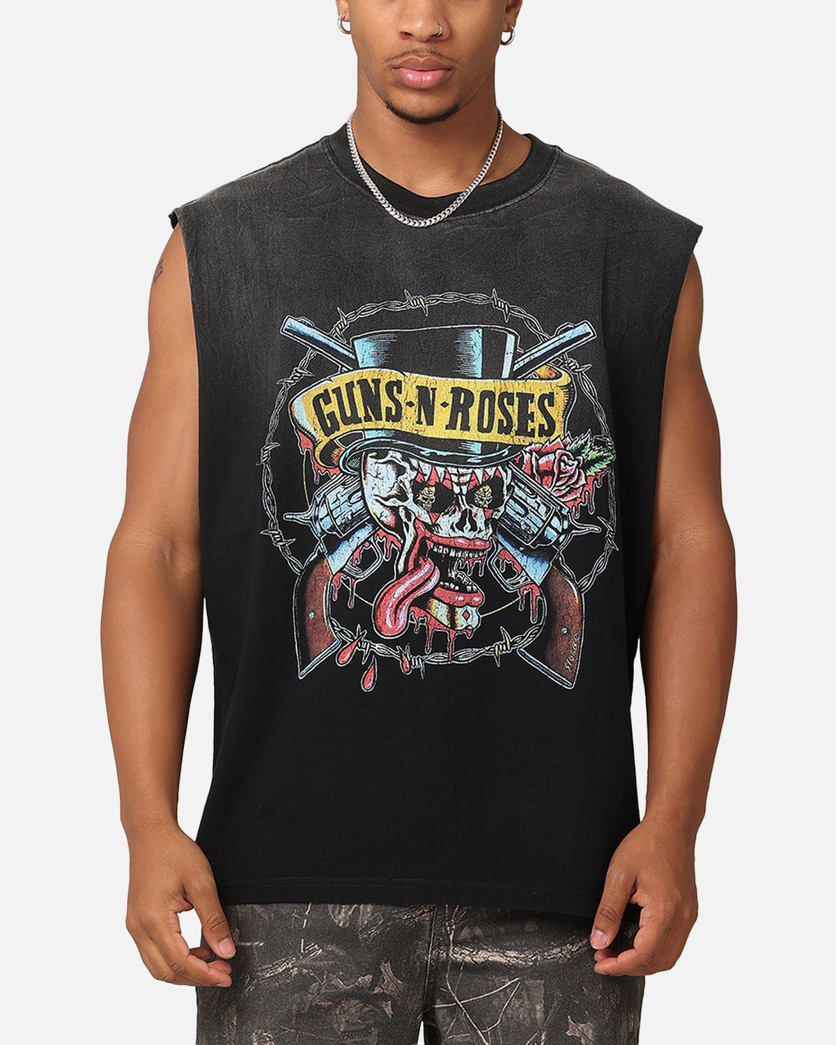 Guns N Roses Roses Sunfade Muscle Tank Black Wash