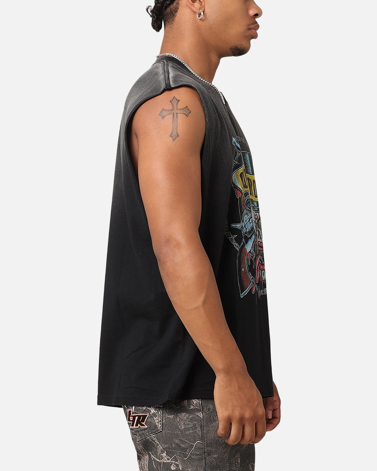 Guns N Roses Roses Sunfade Muscle Tank Black Wash