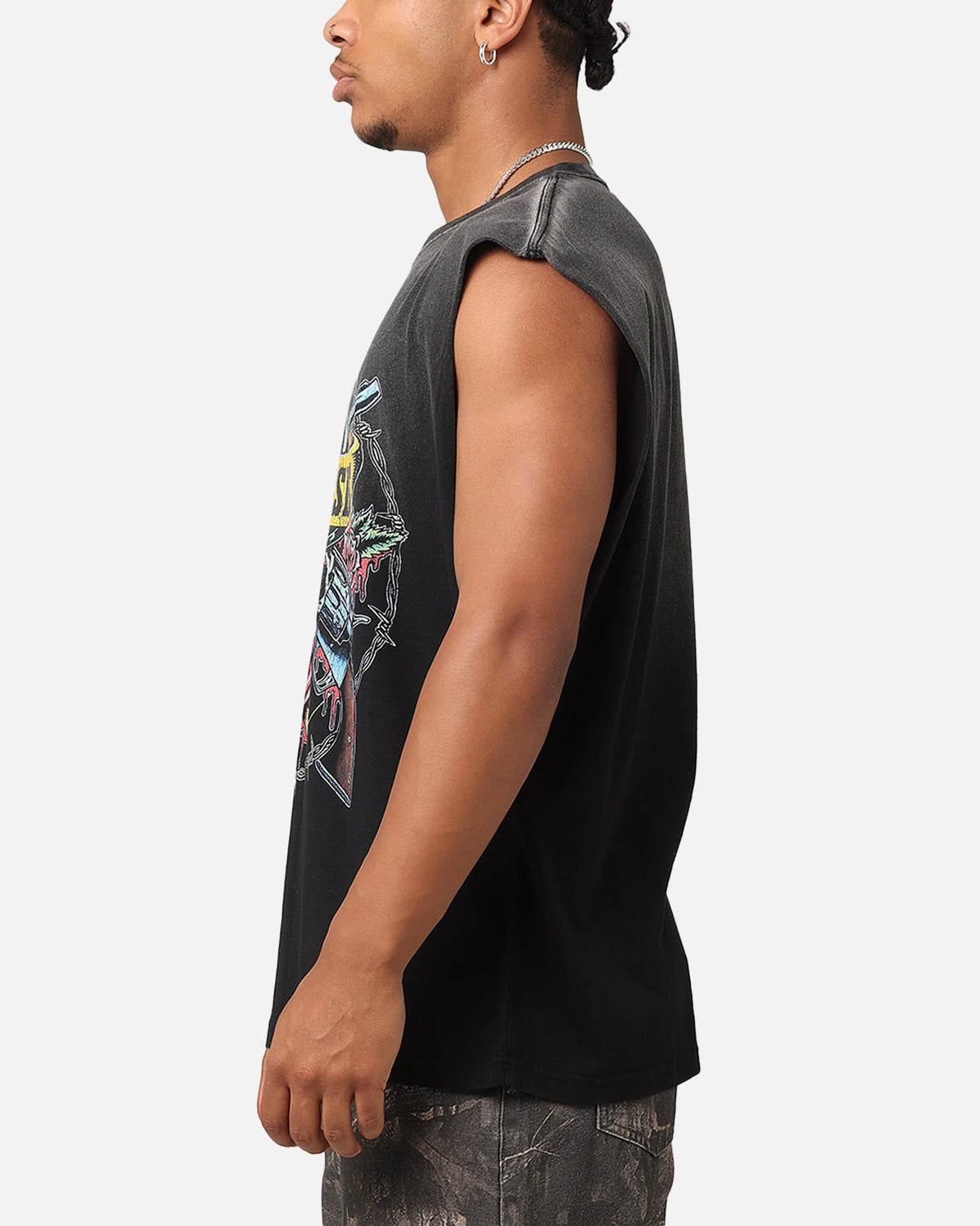 Guns N Roses Roses Sunfade Muscle Tank Black Wash