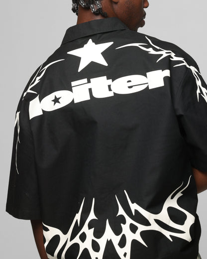 Loiter Cyber Zip Up Short Sleeve Shirt Black