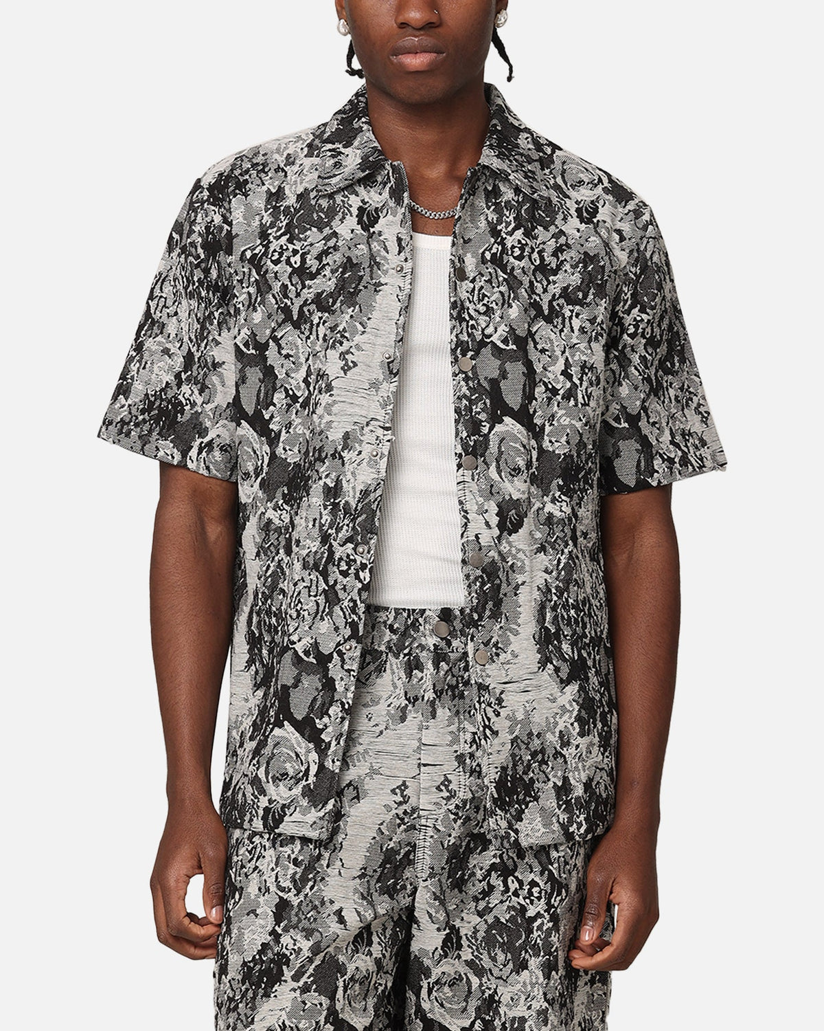 XXIII Denim Jacquard Button Up Shirt Black Denim