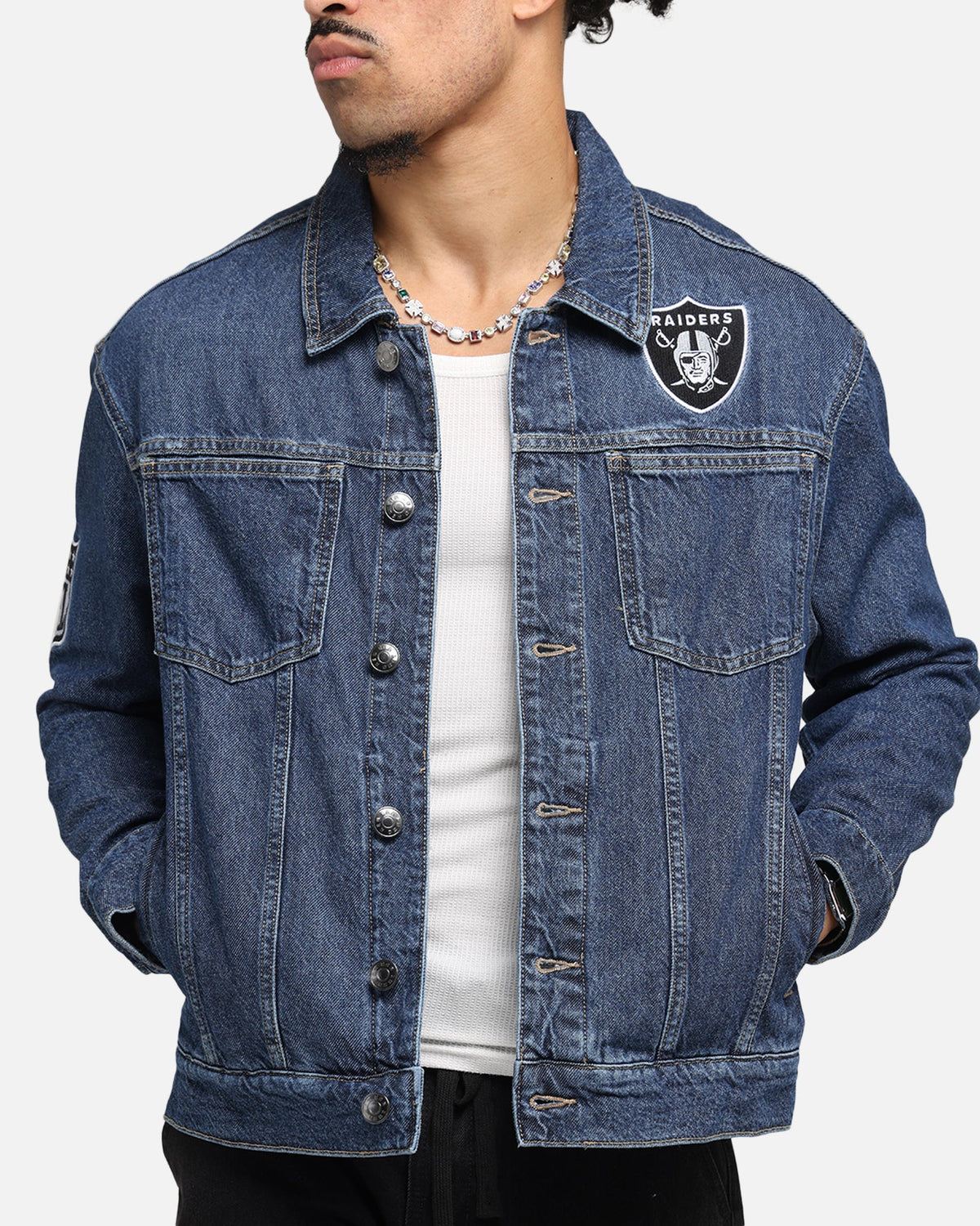 New Era Las Vegas Raiders NFL Denim Jacket Dark Blue