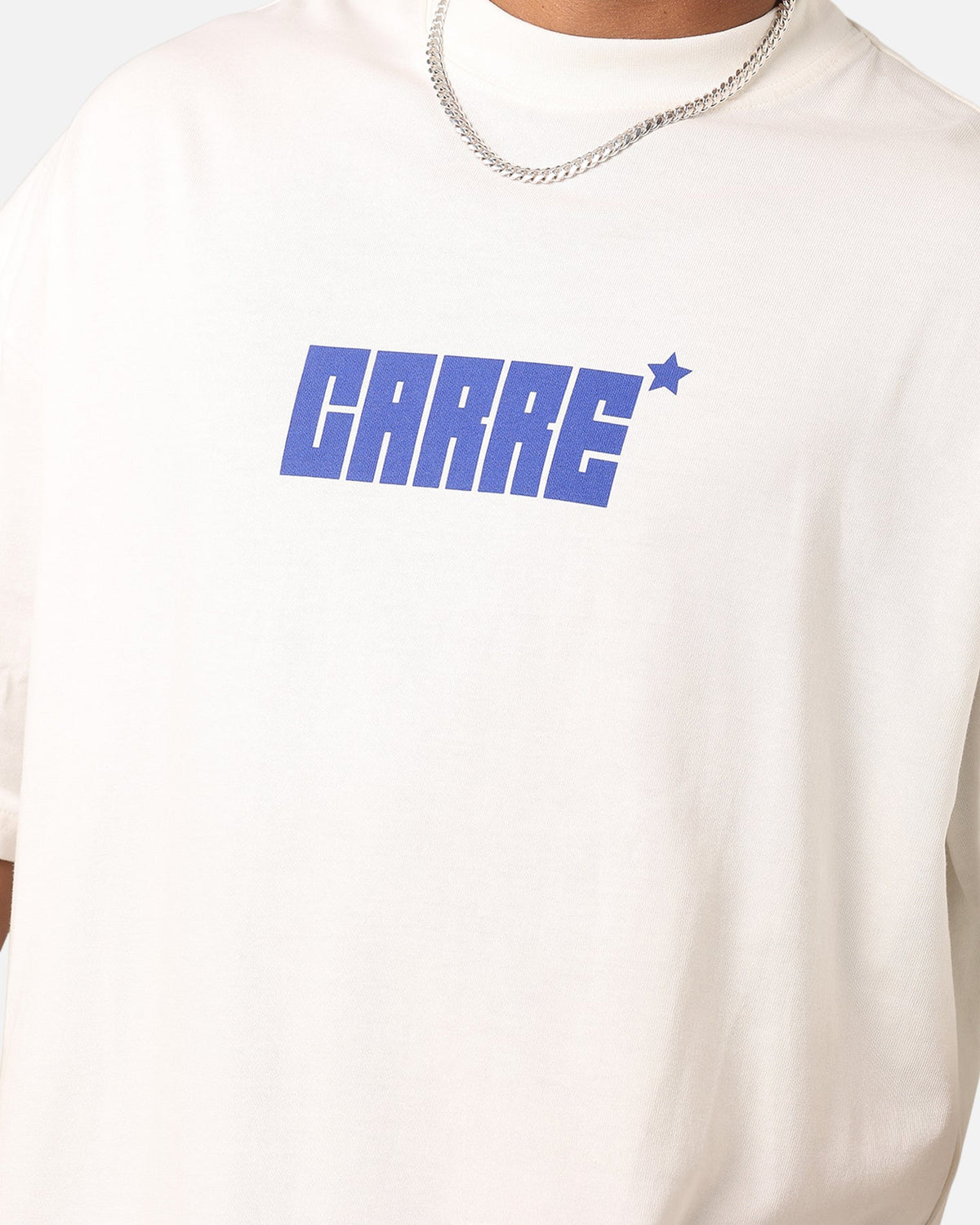 Carre Star Block Mock Neck T-Shirt Off White