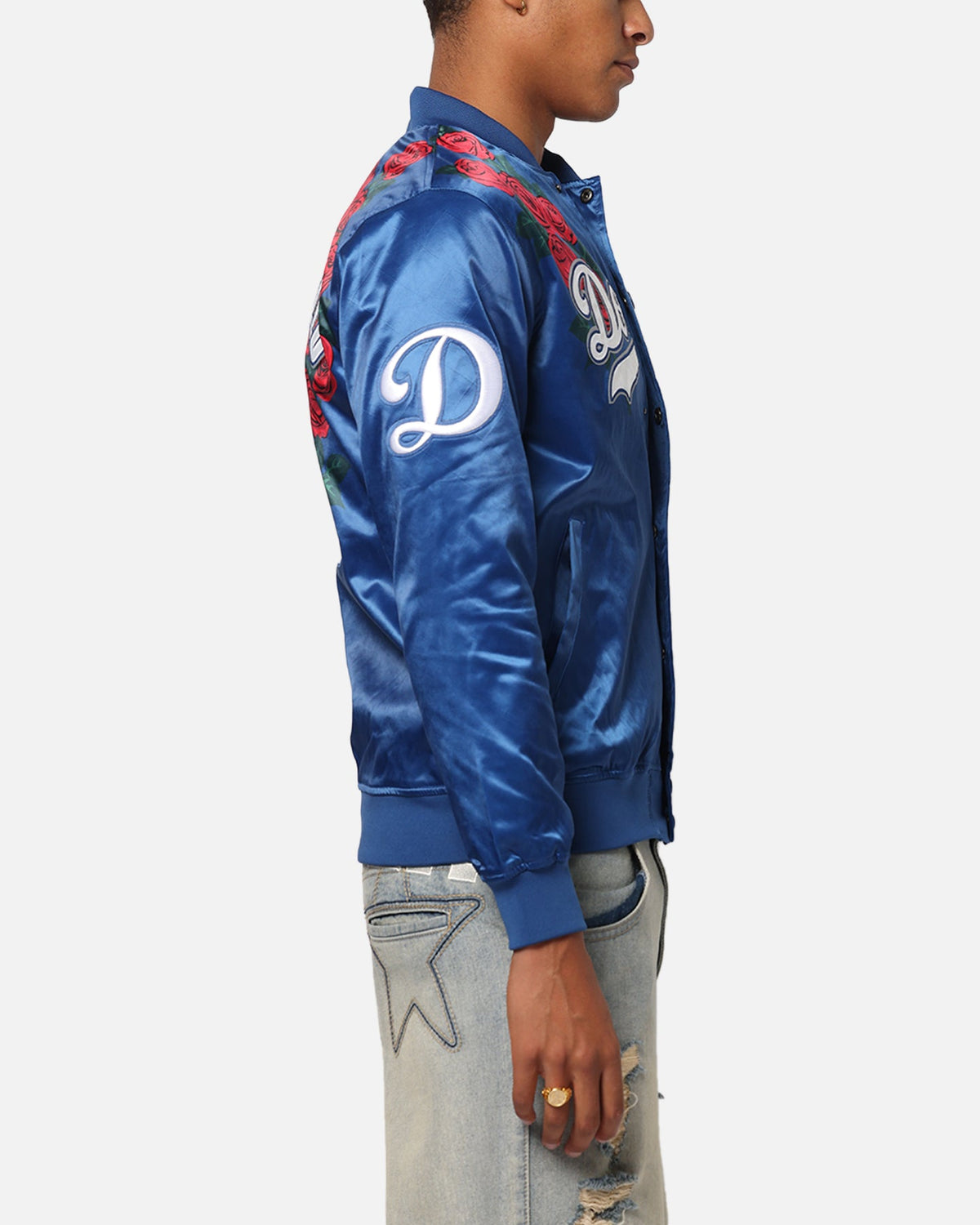 Pro Standard Los Angeles Dodgers Roses Satin Jacket Dark Blue