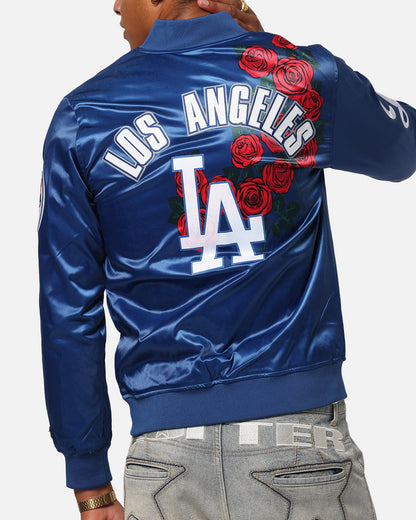 Pro Standard Los Angeles Dodgers Roses Satin Jacket Dark Blue