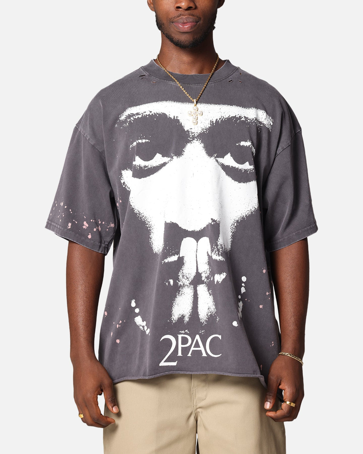 Tupac Blessed T-Shirt Washed Black