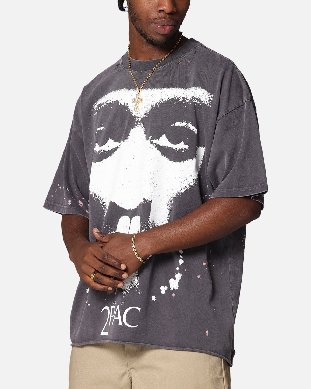 Tupac Blessed T-Shirt Washed Black