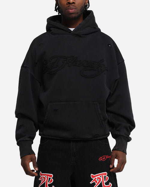 Ed Hardy Distressed Hoodie Black