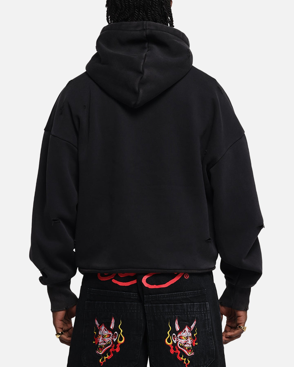 Ed Hardy Distressed Hoodie Black