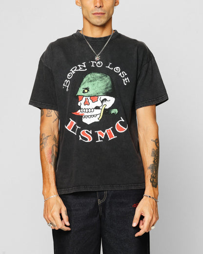 Ed Hardy Born To Lose T-Shirt Black Acidwash