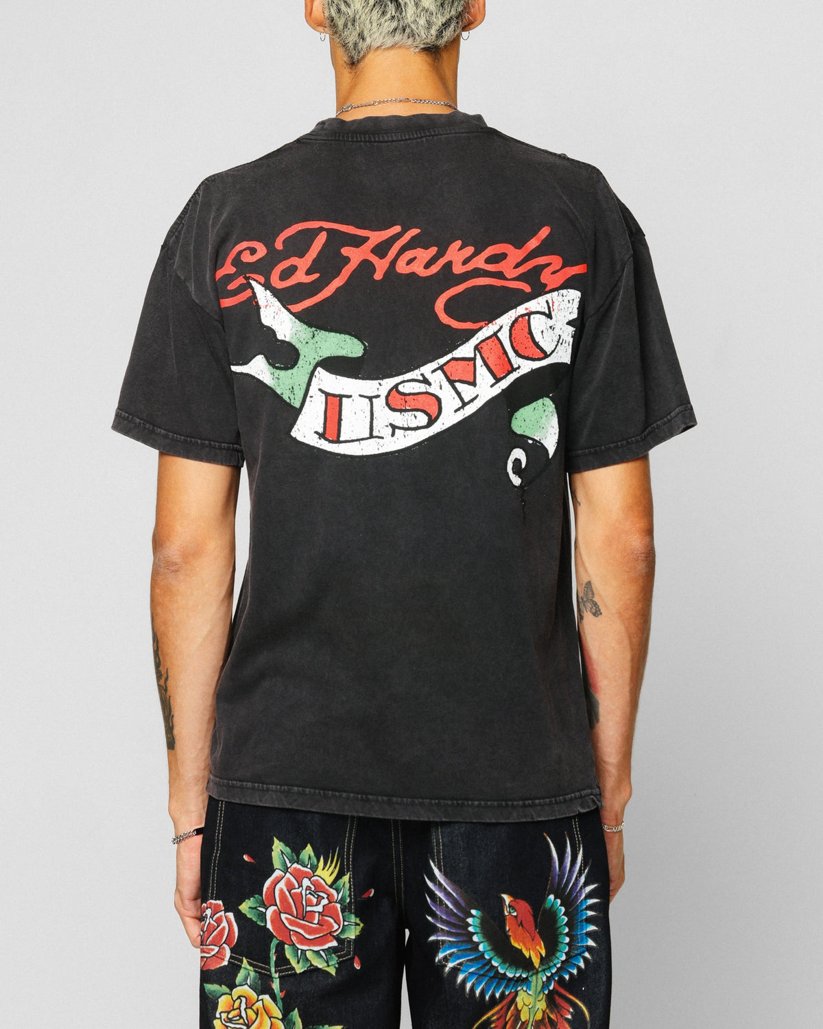 Ed Hardy Born To Lose T-Shirt Black Acidwash