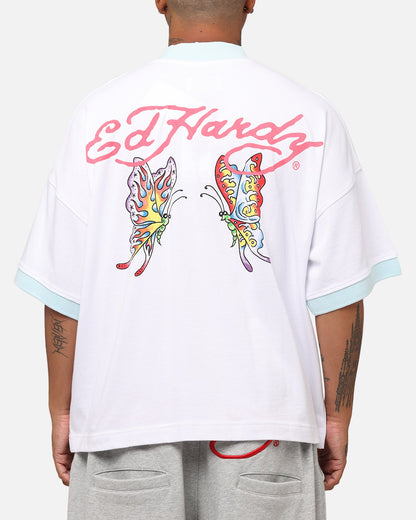 Ed Hardy Butterfly Ringer T-Shirt White