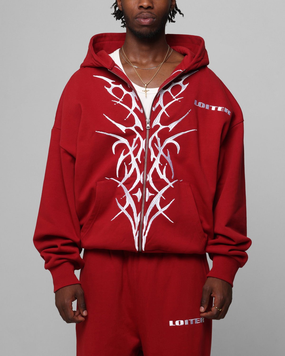 Loiter Blood Born Zip Hoodie Burgandy