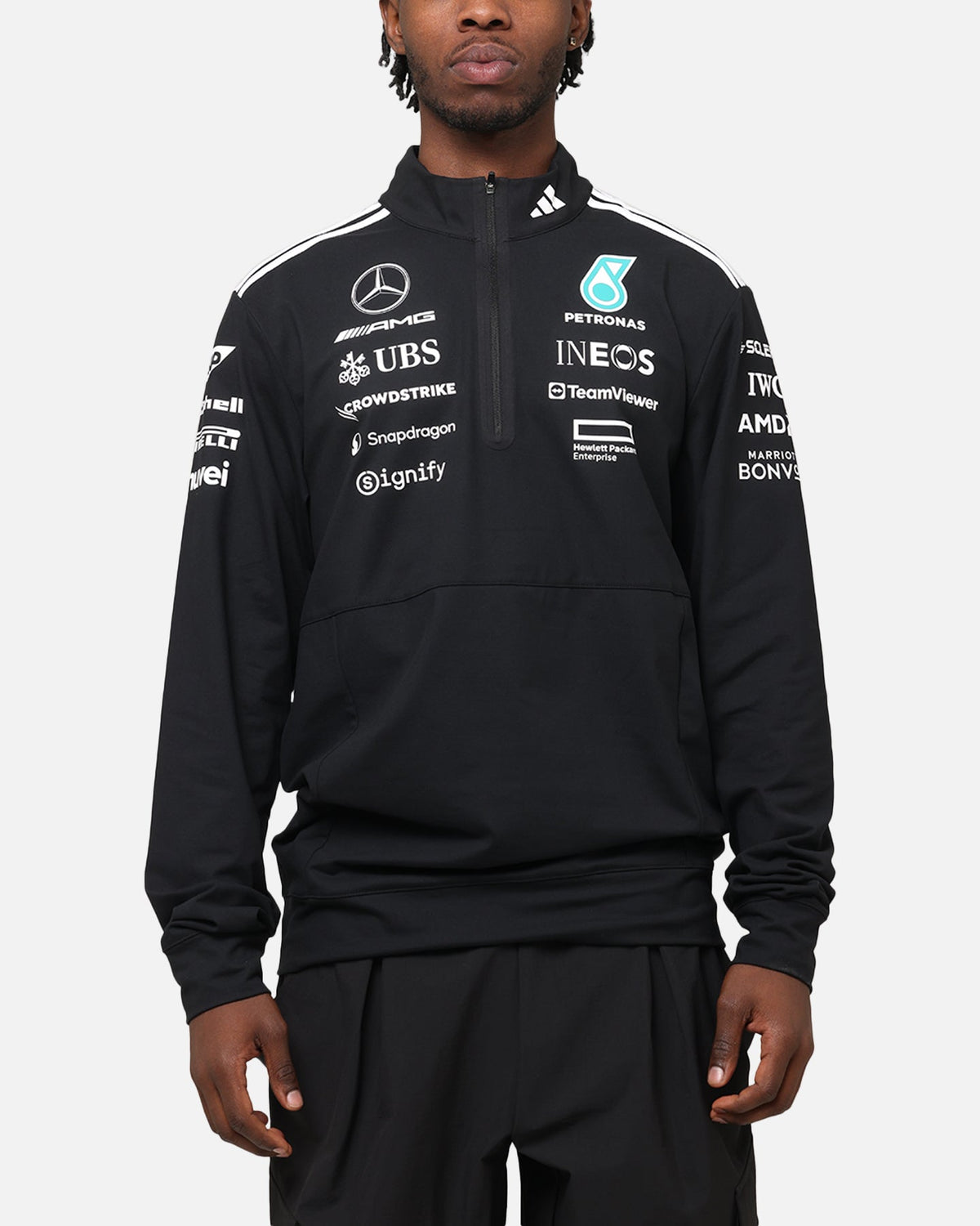 adidas x Mercedes-AMG PETRONAS Formula One F1 2025 Team Quarter Zip Jacket Black/White
