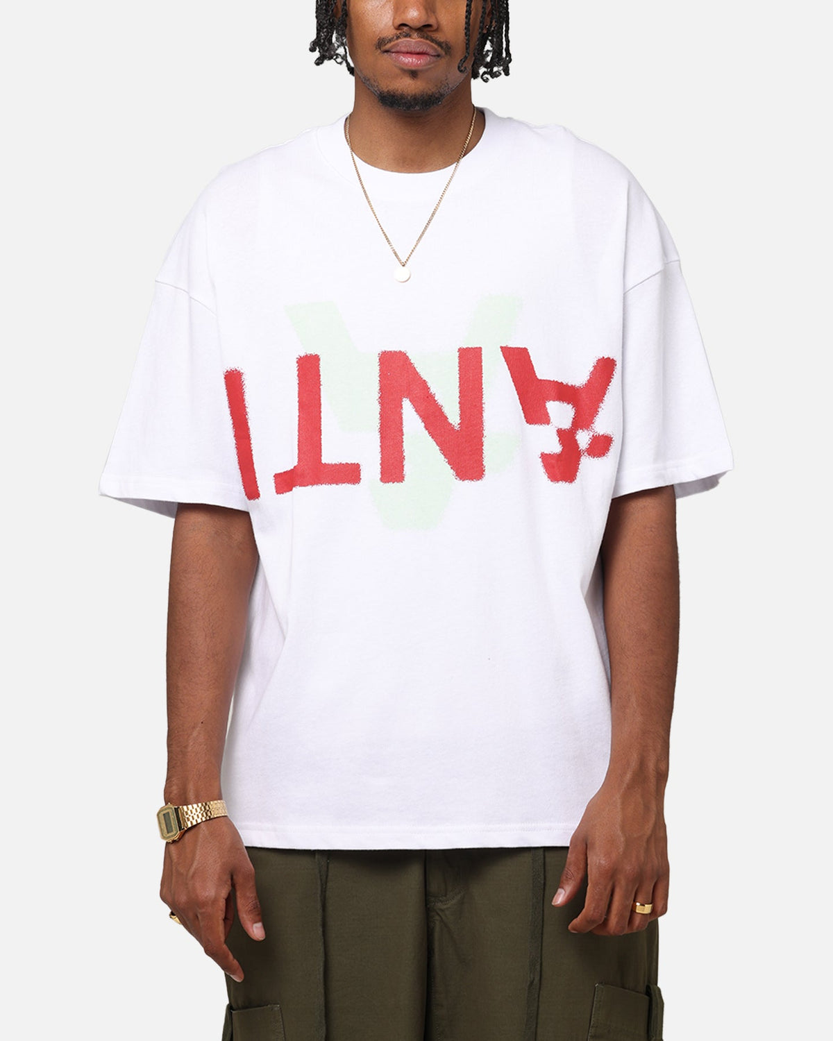 The Anti Order Echo Spray Drop Shoulder T-Shirt White