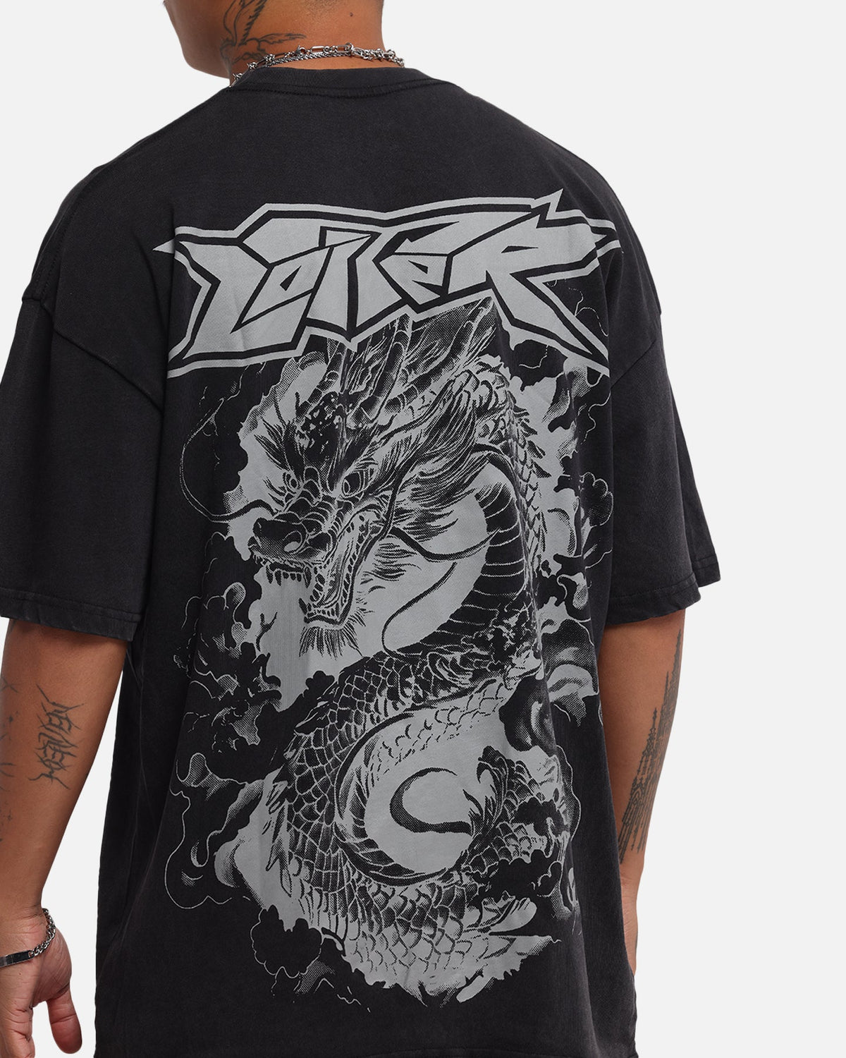 Loiter Draco Born T-Shirt Black Acidwash