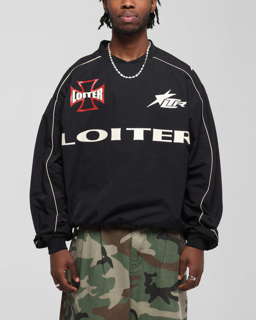 Loiter Racer Nylon Jersey Crewneck Black
