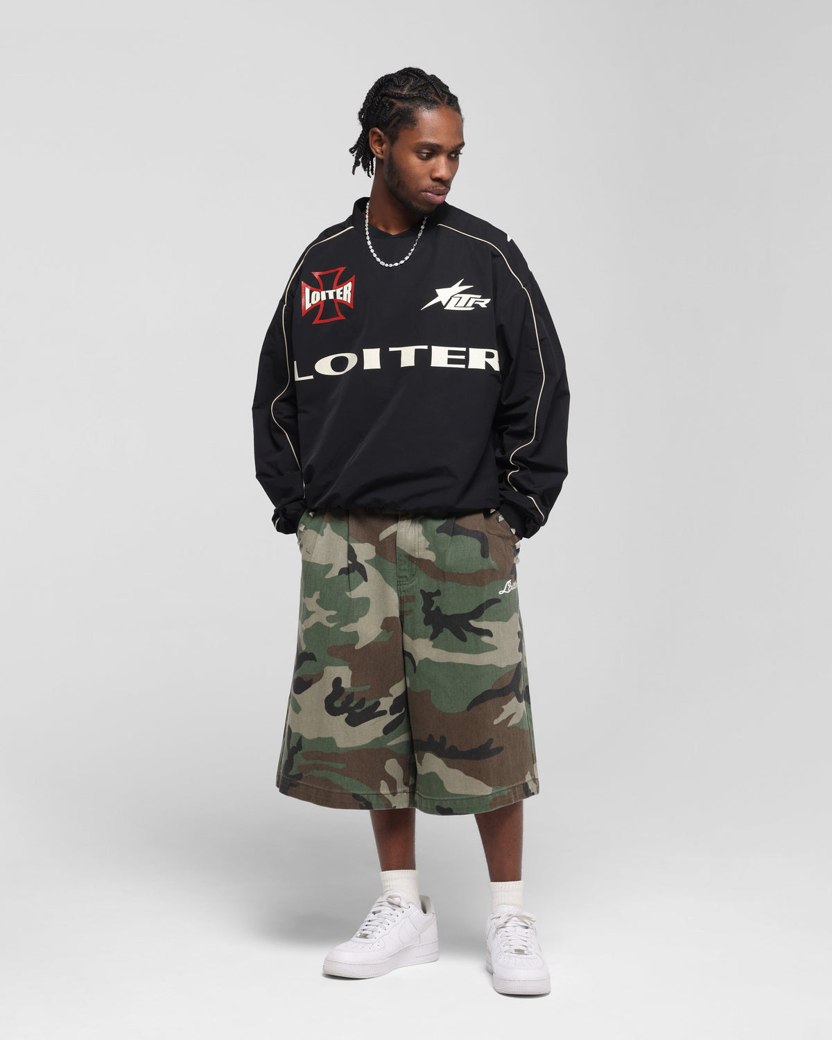 Loiter Racer Nylon Jersey Crewneck Black