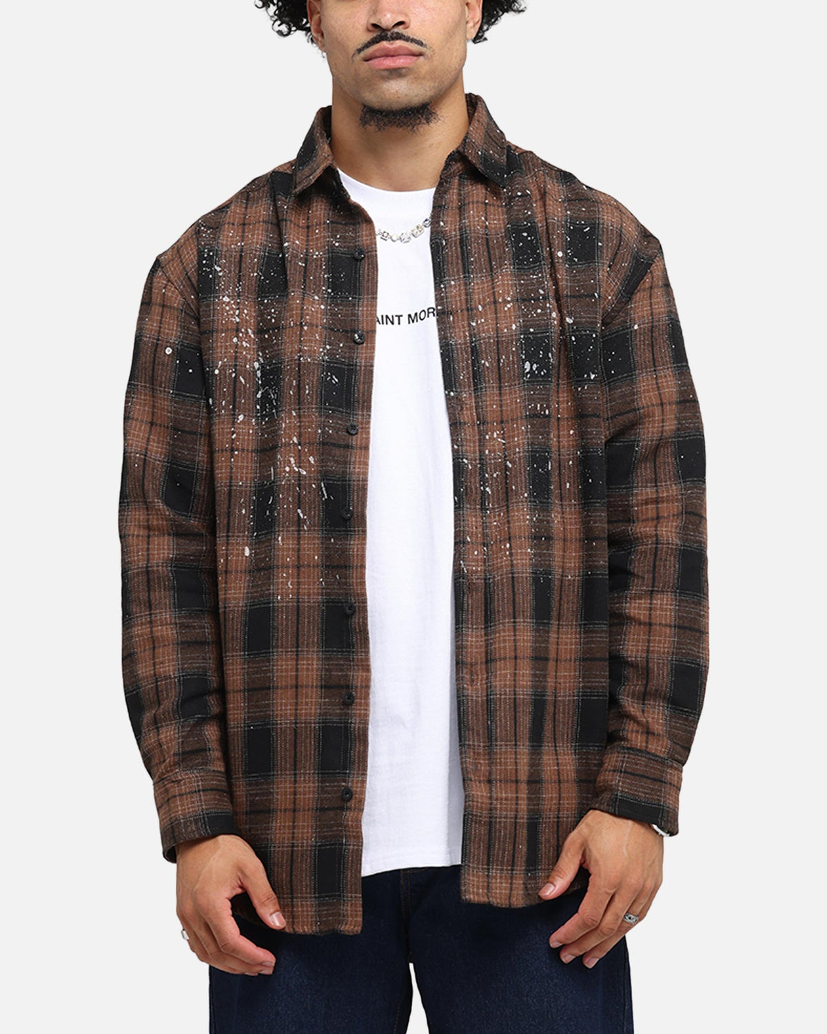 Saint Morta Spray Long Sleeve Flannel Shirt Brown