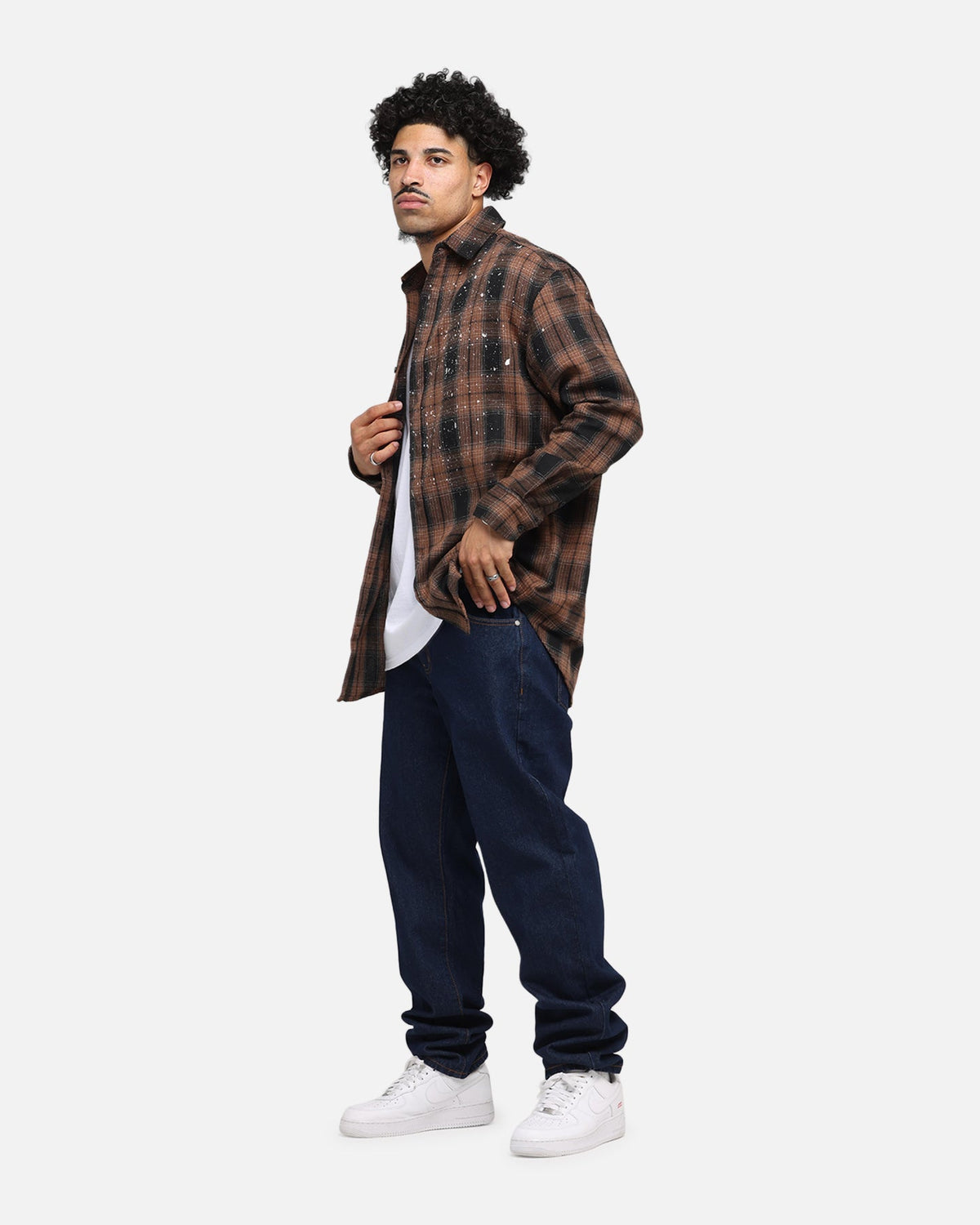 Saint Morta Spray Long Sleeve Flannel Shirt Brown