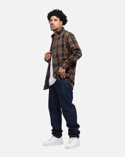 Saint Morta Spray Long Sleeve Flannel Shirt Brown