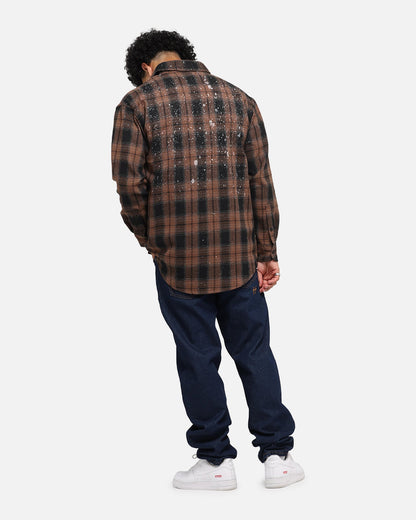 Saint Morta Spray Long Sleeve Flannel Shirt Brown