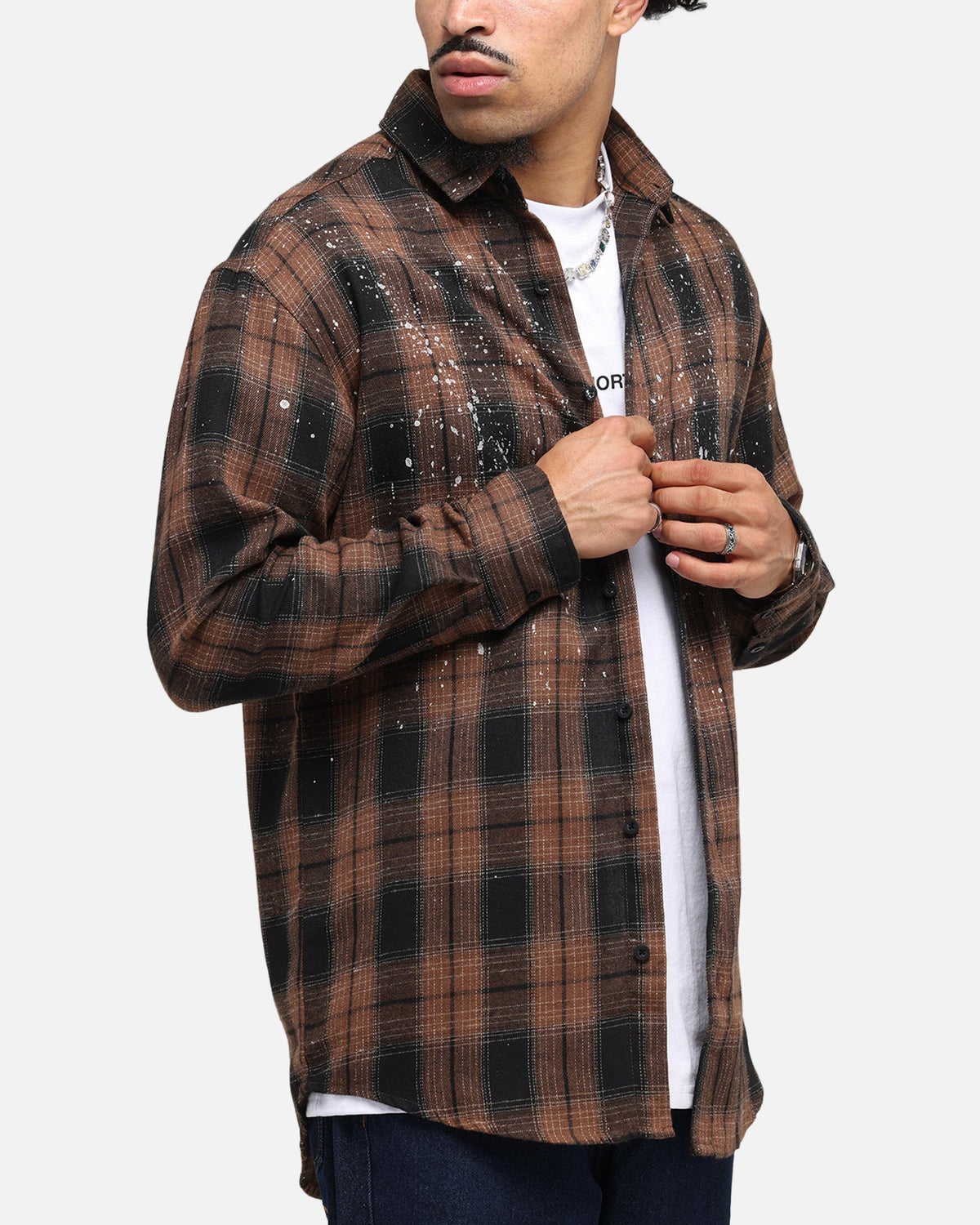Saint Morta Spray Long Sleeve Flannel Shirt Brown