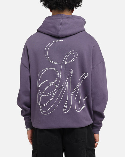 Saint Morta Cursive Boxy Hoodie Purple